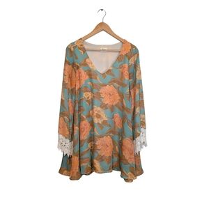 Show Me Your Mumu Portabella Crochet Trim Bell Sleeve Dress